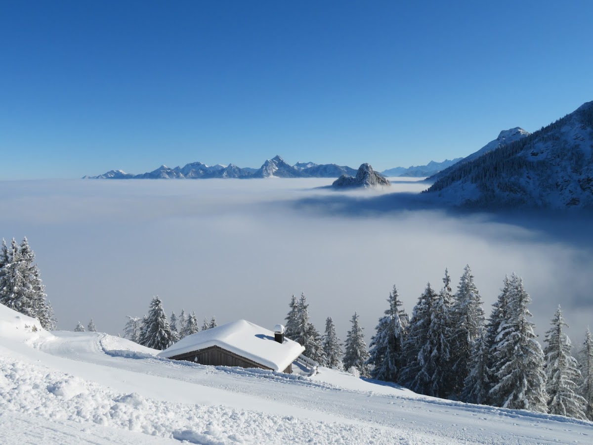 Sledders navigating a hairpin turn on the Ostler Rodelbahn