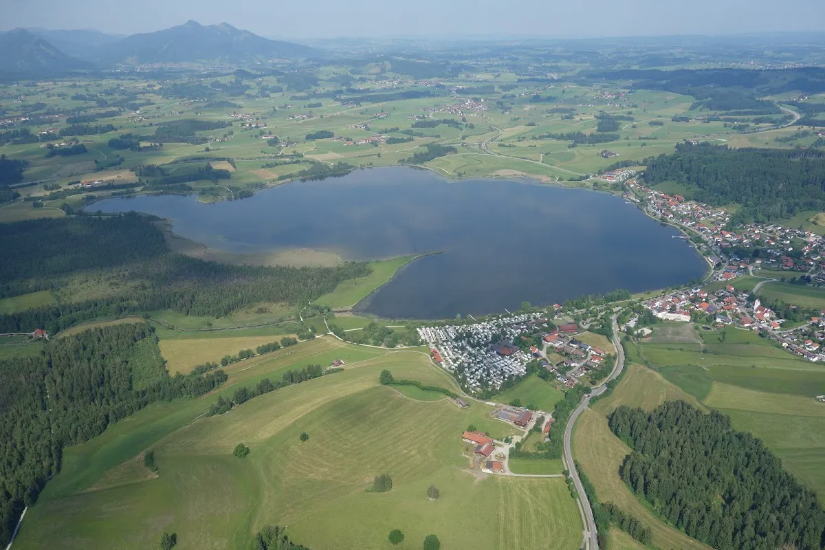 Sunset view from the promenade dining terraces in Hopfen am See