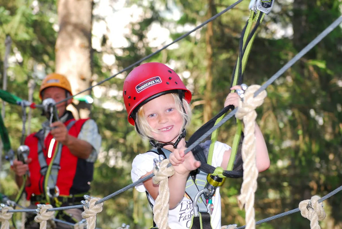 View of Tannheimer Tal mountains from the high ropes course