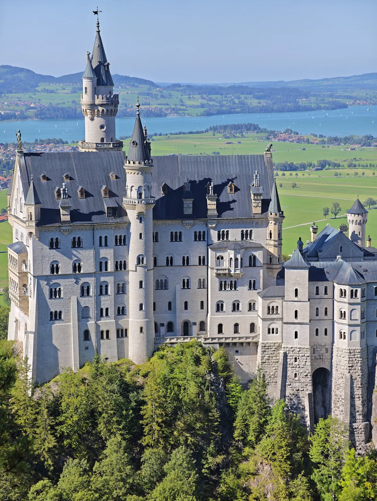 View of Neuschwanstein Castle from the Marienbrücke bridge