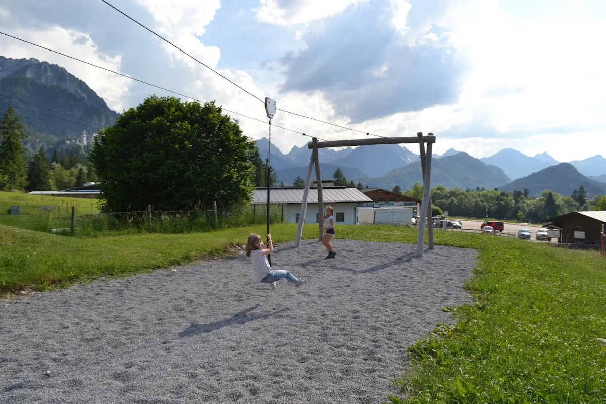 View from Tegelbergsteig Via Ferrata looking down on Neuschwanstein Castle