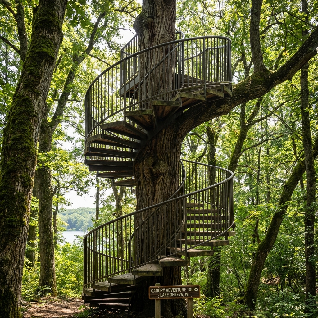 Helical Staircase at The Lake Geneva Canopy Tour